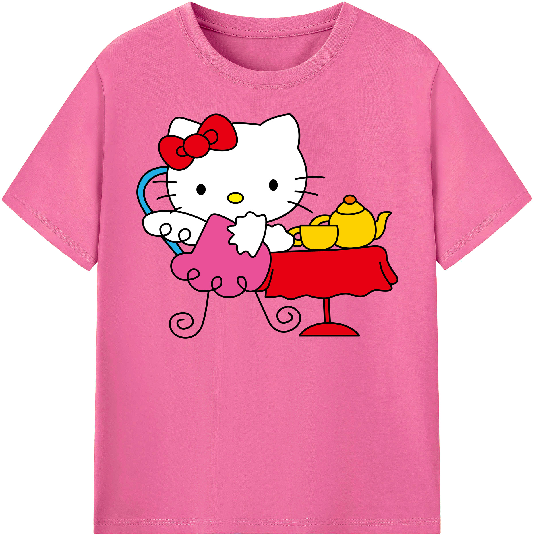 （画像用） Hello Kitty ハローキティ レディースカジュアルプリントTシャツ（綿100％）